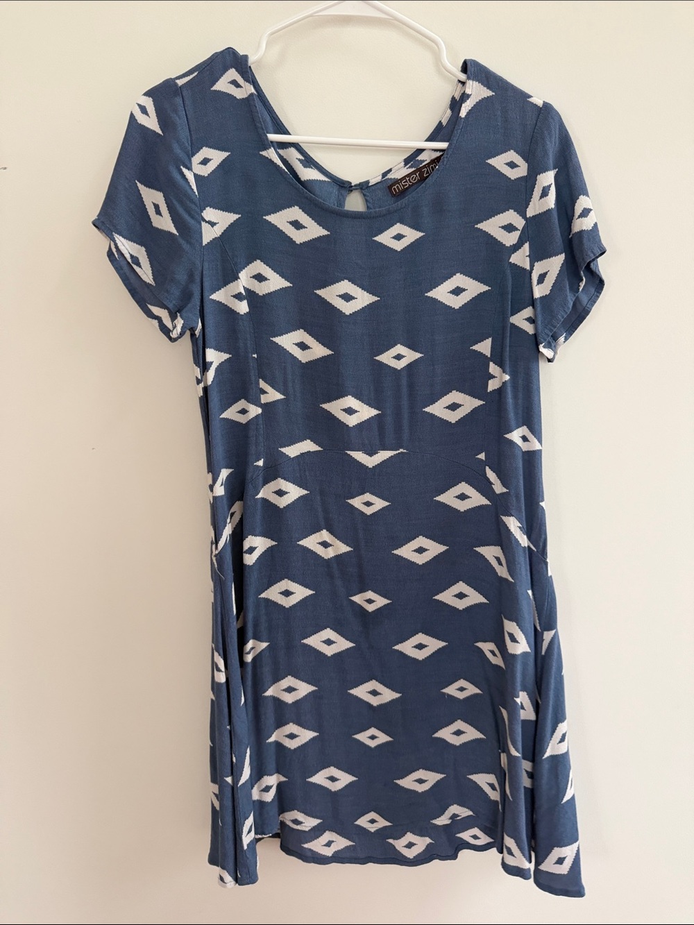 Mister Zimi Blue Diamond-Print Midi Dress